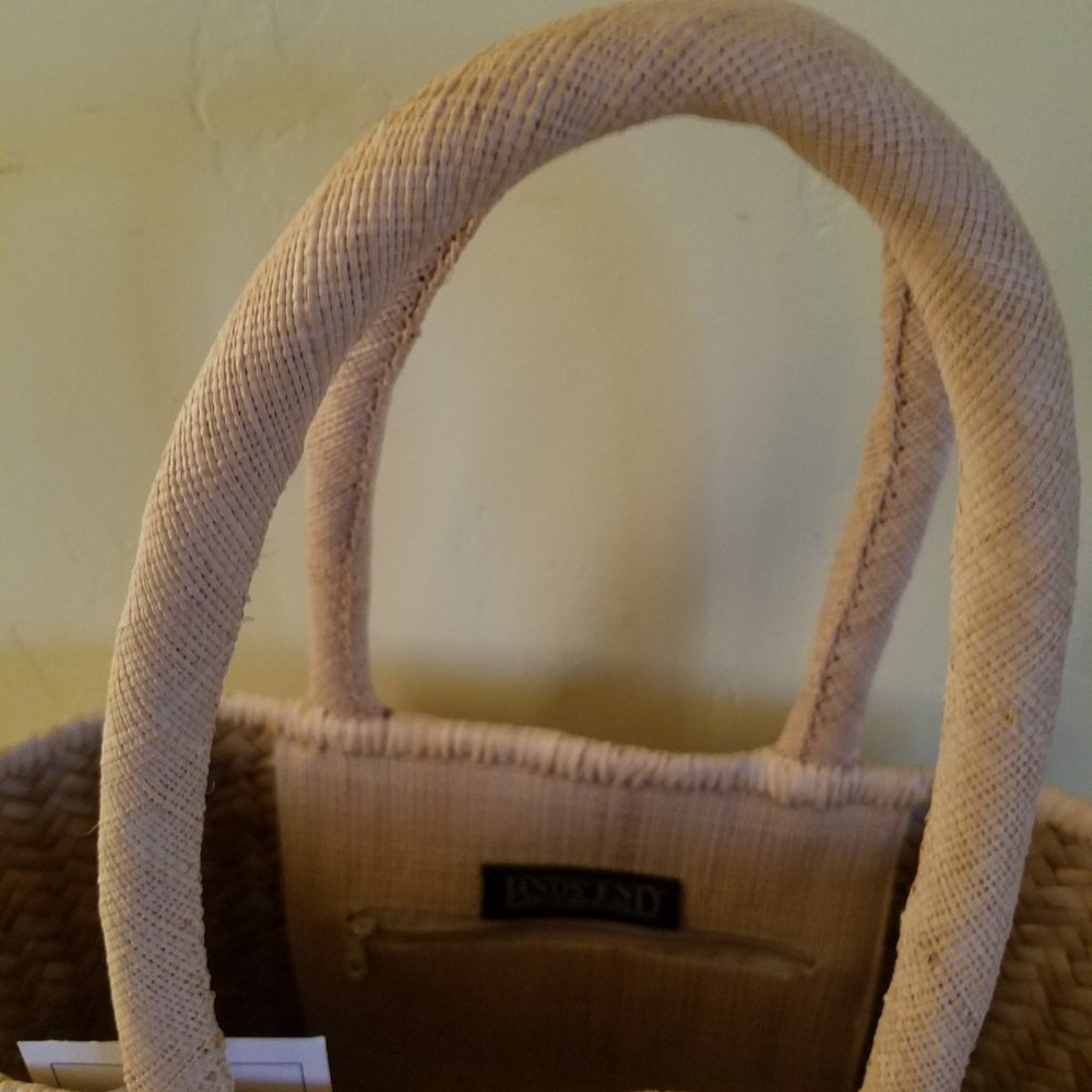 New Lands' End Straw Pattern Tote Bag - Picture 9 of 10